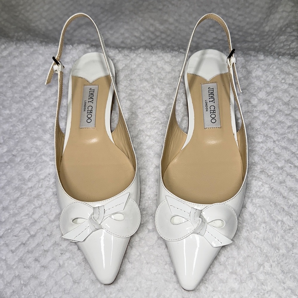 Jimmy Choo SZ 39.5 White Blare Flat Shoes